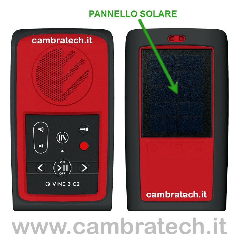 Immagine fronte e retro del Vine 3 C2 Registratore lettore mp3 parlante a carica solare