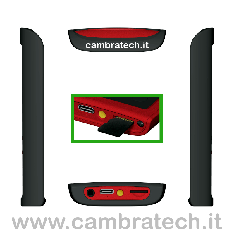 Immagine dei 4 lati o bordi del Vine 3 C2 Registratore lettore mp3 parlante a carica solare
