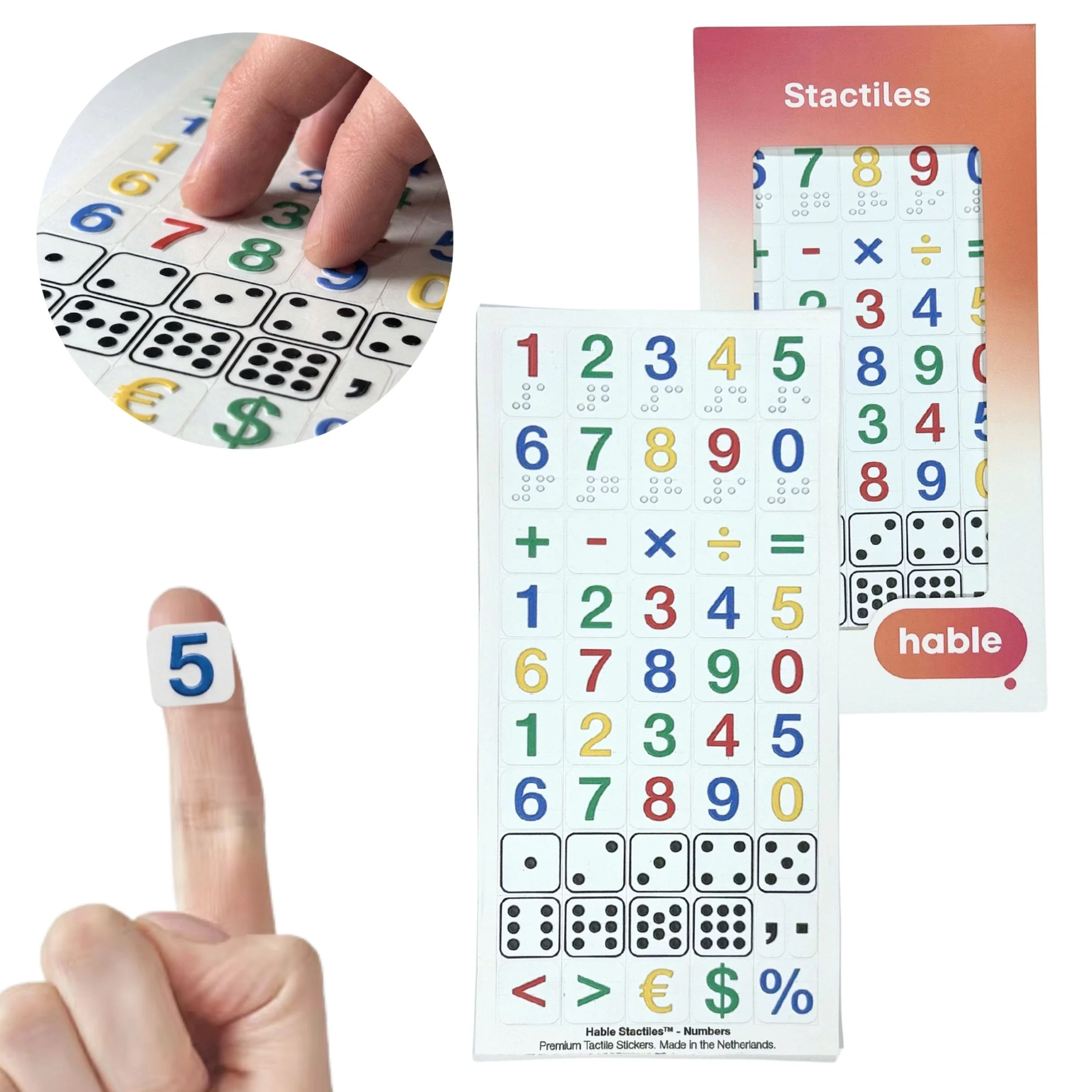 Etichette tattili adesive con numeri colorati